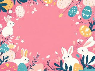 Festive Easter Bunny with Colorful Chocolate Eggs