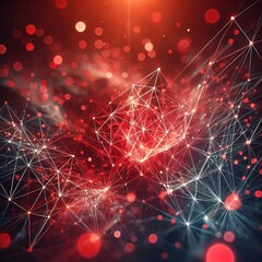 Fototapeta premium Neural lowpoly AI futuristic red network of abstract connection background