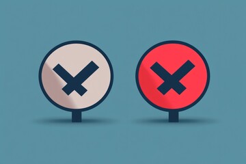 Obraz premium Simple white signs with cross marks for marking or indicating something