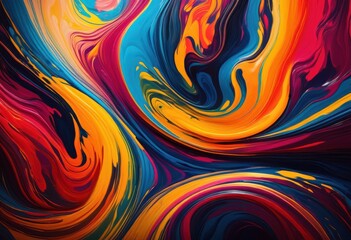 vibrant paint swirls close capturing colorful harmony dynamic movement uniting artistic expression visual beauty, abstract, artwork, bright, colors, canvas