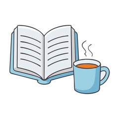 book and coffee mug vector icon, book day vector illustration - simple illustration of book and coffee mug perfect for logos, and book day-themed designs.