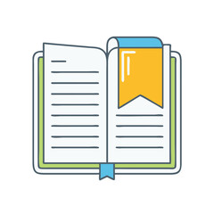 bookmark inside a book vector icon, book day vector illustration - simple illustration of bookmark inside a book perfect for logos, and book day-themed designs.