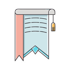 bookmark with tassel vector icon, book day vector illustration - simple illustration of bookmark with tassel perfect for logos, and book day-themed designs.