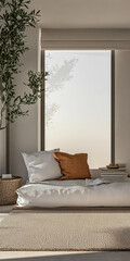 Cozy indoor space with natural sunlight and minimalist decor in a modern setting