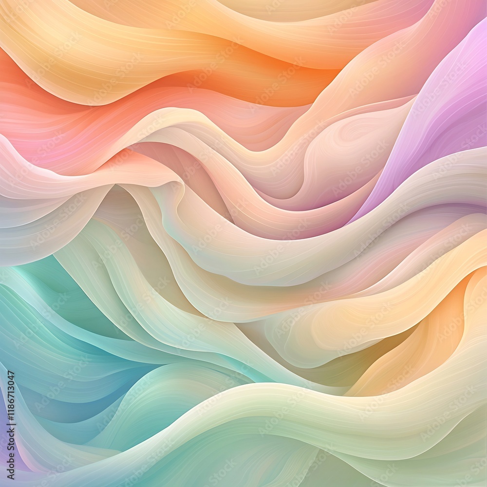 Poster mesmerizing abstract background featuring flowing undulating waves of vibrant iridescent tones in a 