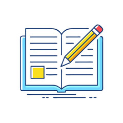 book with a pencil icon vector icon, book day vector illustration - simple illustration of book with a pencil icon perfect for logos, and book day-themed designs.