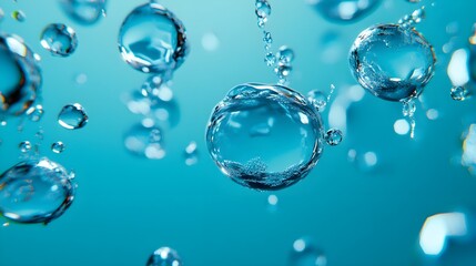 Photorealistic Snowflake Patterns on Icy Blue Background in Winter