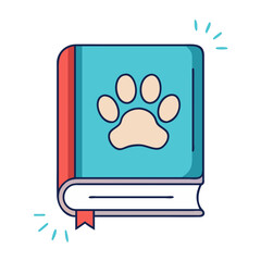 book with paw print for animal stories vector icon, book day vector illustration - simple illustration of book with paw print for animal stories perfect for logos, and book day-themed designs.