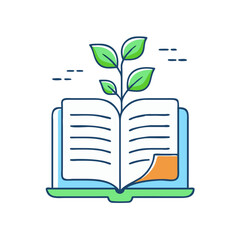 book with plant sprout vector icon, book day vector illustration - simple illustration of book with plant sprout perfect for logos, and book day-themed designs.