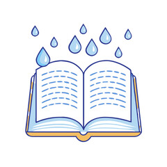 book with rain for cozy reading vector icon, book day vector illustration - simple illustration of book with rain for cozy reading perfect for logos, and book day-themed designs.