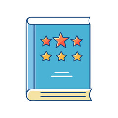book with stars on cover vector icon, book day vector illustration - simple illustration of book with stars on cover perfect for logos, and book day-themed designs.