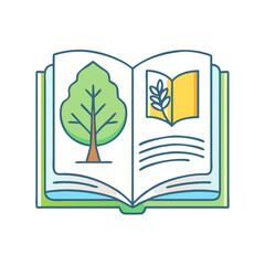 book with tree illustration vector icon, book day vector illustration - simple illustration of book with tree illustration perfect for logos, and book day-themed designs.