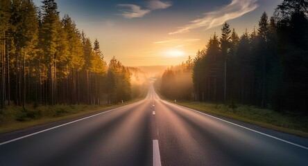 Obraz premium sunset on the road