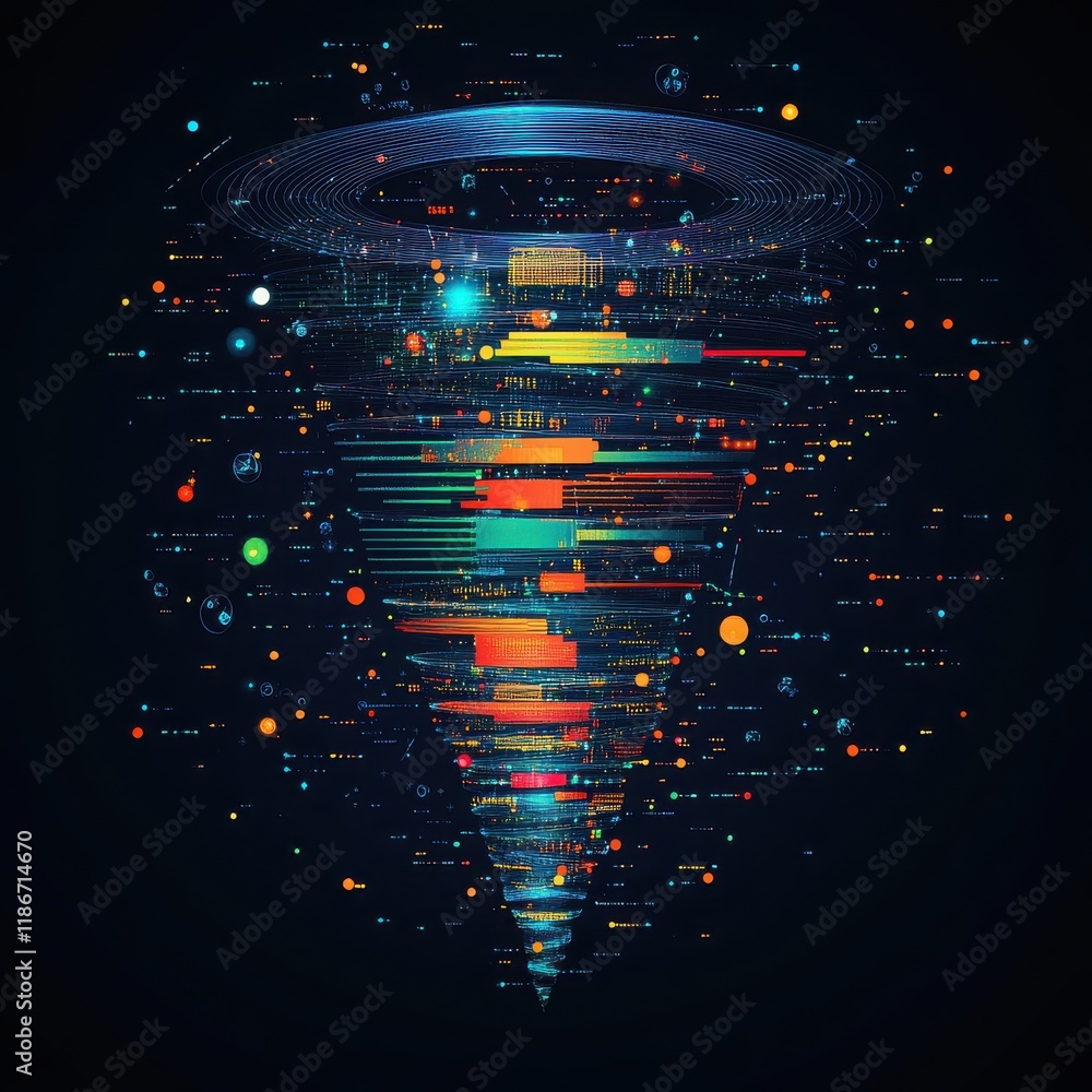 Aufkleber a captivating digital illustration of a swirling vortex filled with vibrant colors and particles, sy
