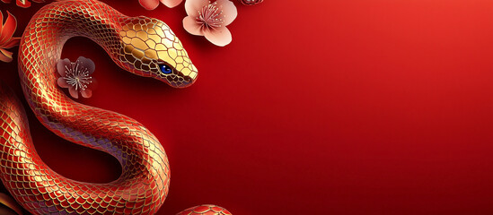 Obraz premium 2025 chinese new year ,happy chinese new year 2025, 2025 chinese new year, year of the snake, modern flat geometric style chinese zodiac snake 