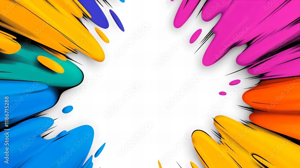 Poster vibrant abstract art featuring dynamic splashes of color creating a dynamic and energetic compositio