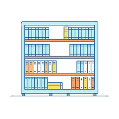 library aisle vector icon, book day vector illustration - simple illustration of library aisle perfect for logos, and book day-themed designs.