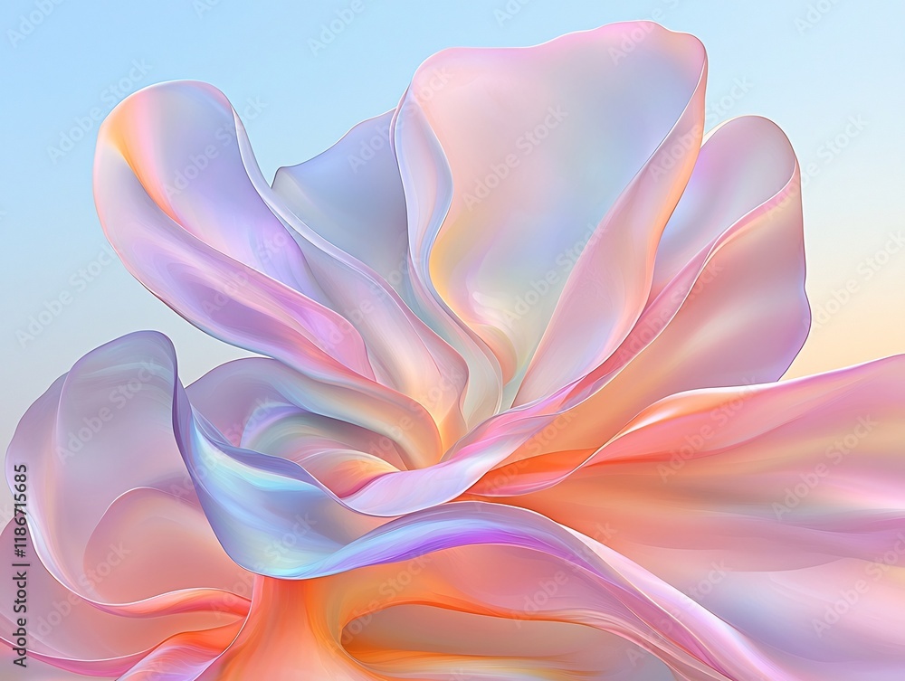 Aufkleber mesmerizing iridescent abstract composition with flowing captivating shapes in a serene natural sett