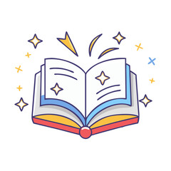 magic book with sparkles vector icon, book day vector illustration - simple illustration of magic book with sparklesperfect for logos, and book day-themed designs.