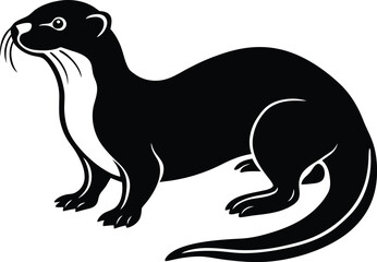 Otter vector illustration design, Otter silhouette vector art, Otter line art vector