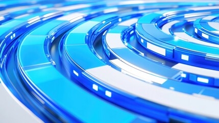 Abstract Blue Circular Glass Design: Futuristic Technology Concept