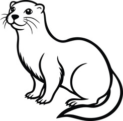 Otter vector illustration design, Otter silhouette vector art, Otter line art vector