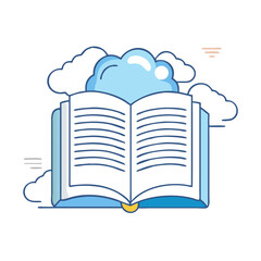 open book with clouds vector icon, book day vector illustration - simple illustration of open book with cloudsperfect for logos, and book day-themed designs.