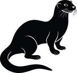 Otter vector illustration design, Otter silhouette vector art, Otter line art vector