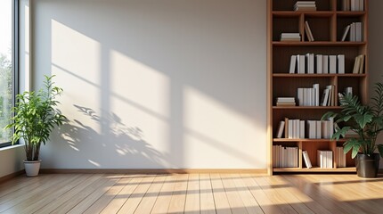 Fototapeta premium A virtual meeting backdrop featuring a home office and library room, designed using Generative Adversarial Networks, is ideal for online webinars and Zoom meetings 