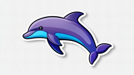 Obraz premium Playful purple dolphin sticker design. Perfect for kids' projects!