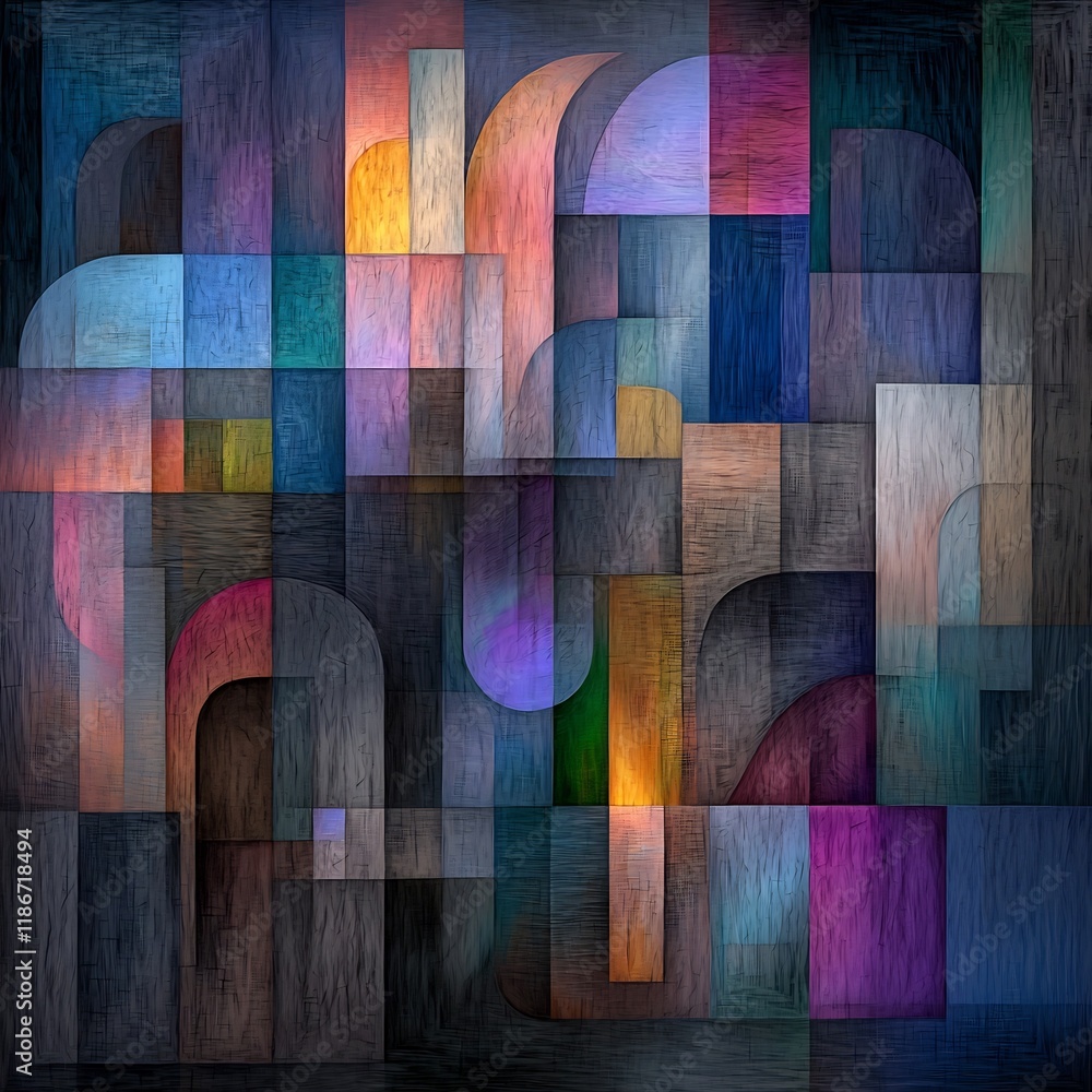 Aufkleber vibrant mesmerizing abstract composition with shimmering iridescent shapes in a hypnotic prismatic a