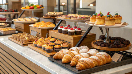 Fototapeta premium Assorted Baked Goods and Pastries Display