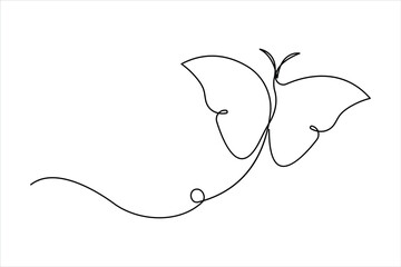 Continuous one line art of butterfly design vector illustration

