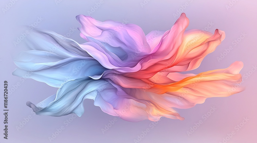 Poster dazzling iridescent abstract design with fluid captivating forms in a kaleidoscopic layout featuring