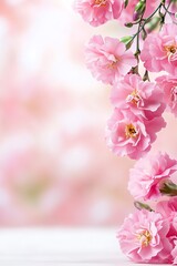 Delicate pink flowers create a soft, romantic atmosphere, perfect for nature-inspired designs and floral arrangements.