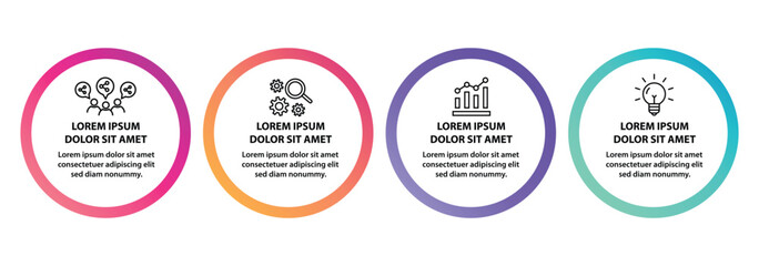 4 steps infographic template with 4 options. Flowchart that can be used for business report, data visualization and presentation. Timeline infographic elements vector illustration.
