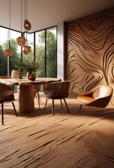 Fototapeta premium exploring dynamic patterns wood textures captivating interior designs modern aesthetic environments, natural, grain, surface, color, warmth, detail, style, finish