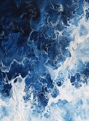 Obraz premium Pure blue turquoise water texture of the ocean sea with foam and waves