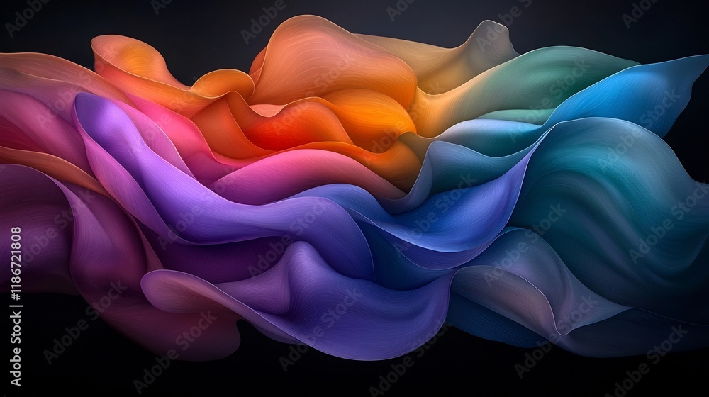Poster captivating iridescent abstraction undulating shimmering and mesmerizing digital art forms create a 