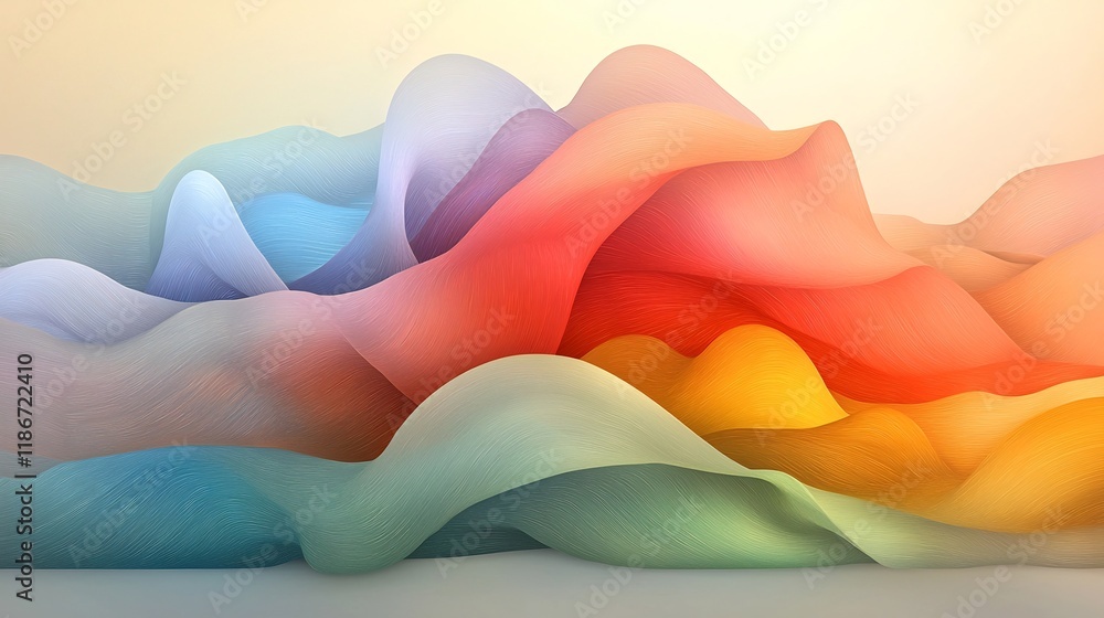 Poster breathtaking abstract design with undulating iridescent forms in a captivating shimmering display dy