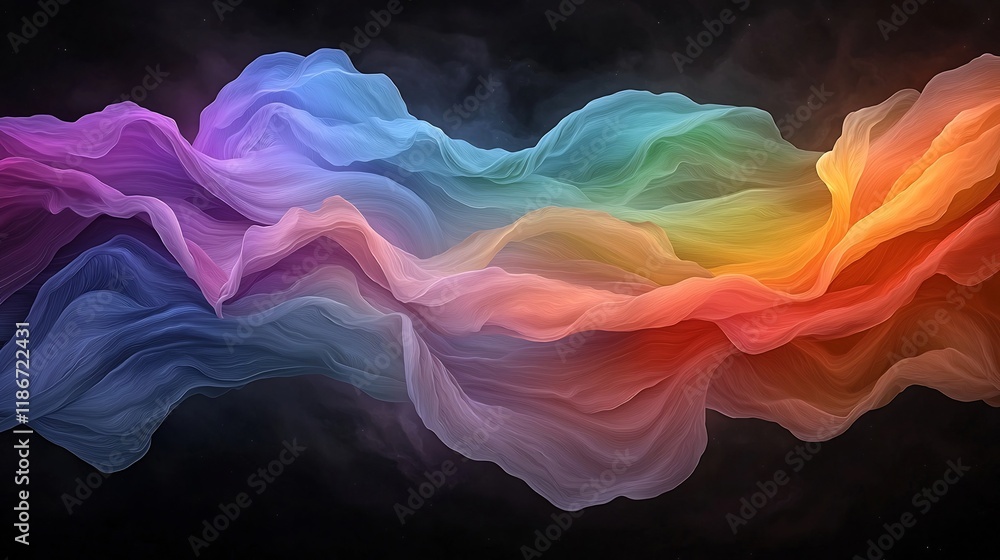 Poster captivating iridescent abstract design with ethereal cosmic brushstrokes dynamic shimmering and impr