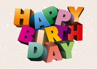 Geburtstagskarte mit grossen farbigen Buchstaben