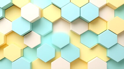 Subtle Mint Green and Yellow Gradient Hexagon Pattern Background