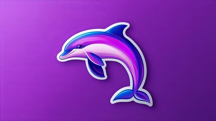 Obraz premium Playful purple dolphin leaps on a vibrant background. A fun, whimsical design.