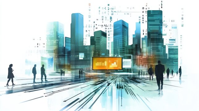 IT business with internet-based software development, vector illustration on white illustration