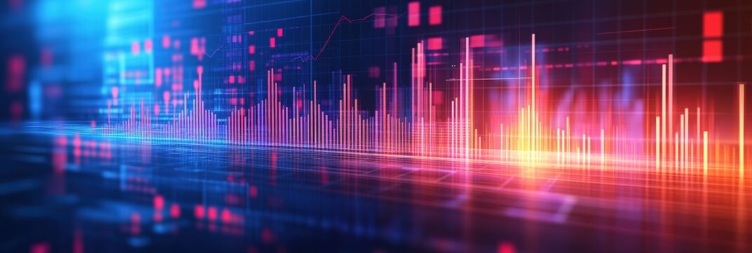 Futuristic Warehouse Automation: Abstract Marketing Background with Transparent Economic Data for Logistics Industry. High-Tech 32K AI-Generated Design Showcasing Industrial Efficiency and Transportat