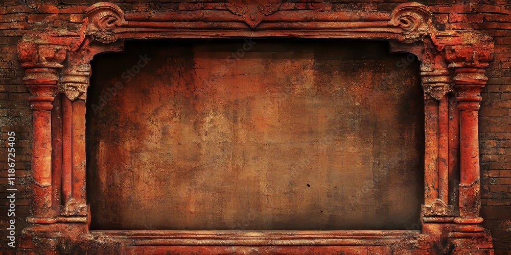 Poster stunning carved red brick columns create an eye catching background, offering a unique texture and a