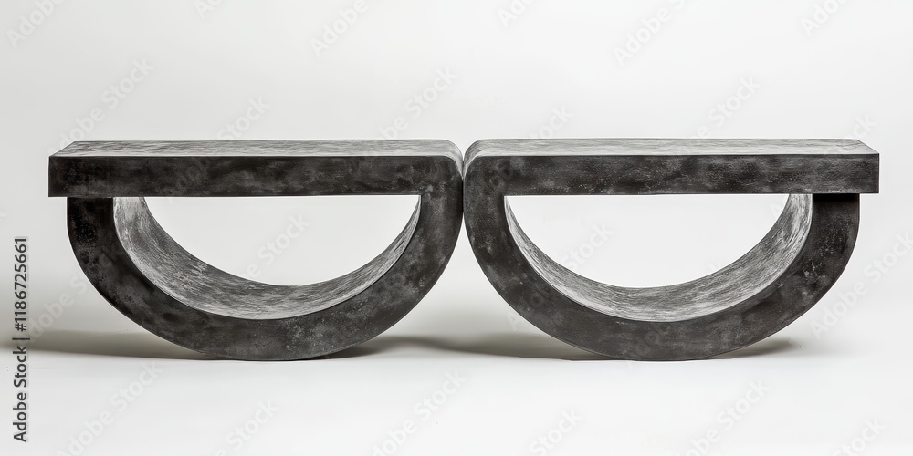 Aufkleber shelf featuring a textured finish in charcoal metal, presenting an empty space that showcases its st