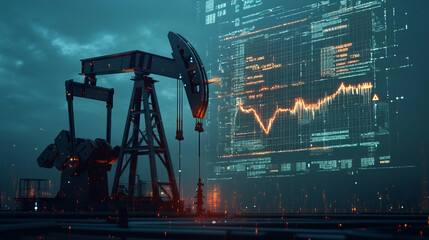 oil pump jack in the night