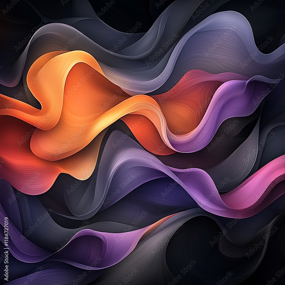 Poster Captivating abstract design of undulating iridescent forms organic rippling patterns in a shimmering dynamically shifting display